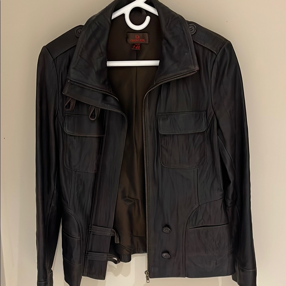 DANIER genuine leather jacket. Dark brown. Size XS
